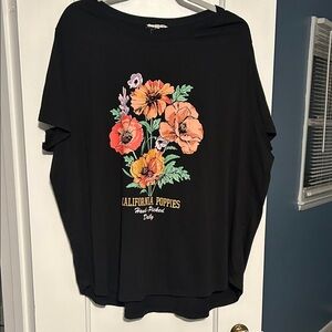 Maurices Black Tee with Colorful Floral Design